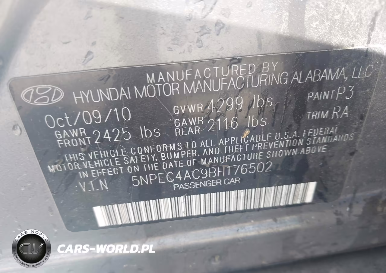 2011 Hyundai Sonata Se VIN:5NPEC4AC9BH176502 - 9