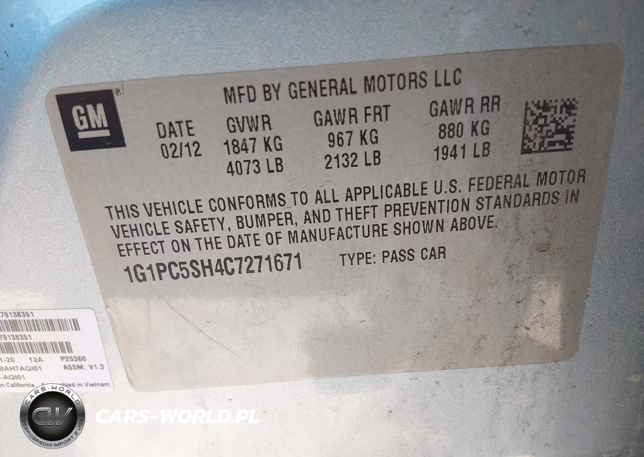 2012 Chevrolet Cruze Ls VIN:1G1PC5SH4C7271671 - 9