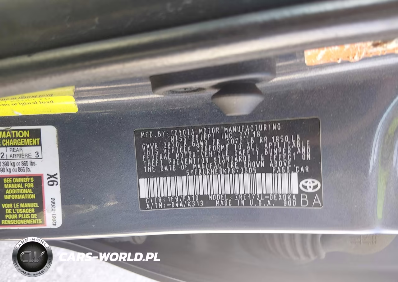 2019 Toyota Corolla L VIN:5YFBURHE6KP873505 - 9