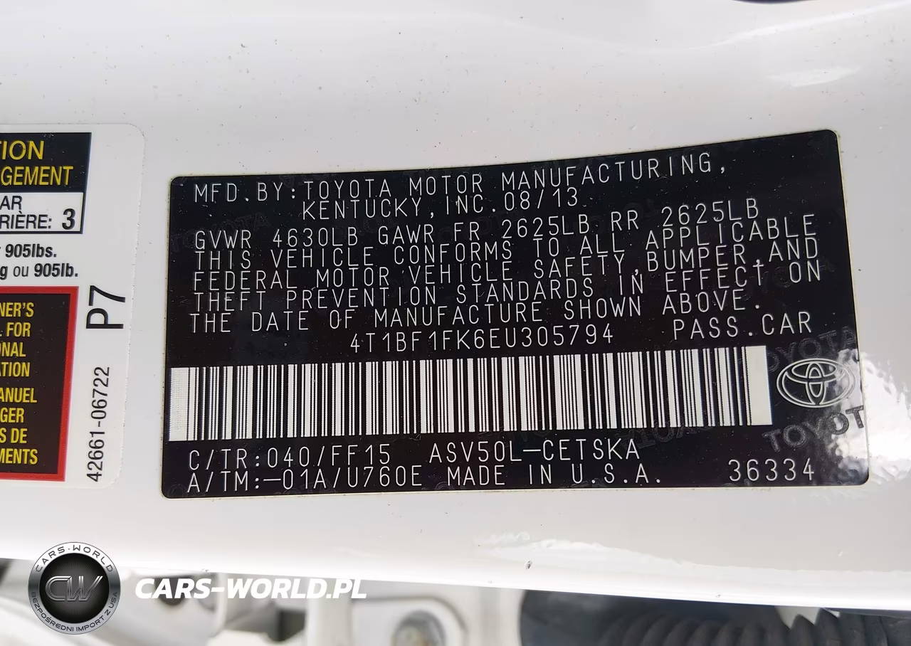 2014 Toyota Camry Se VIN:4T1BF1FK6EU305794 - 9