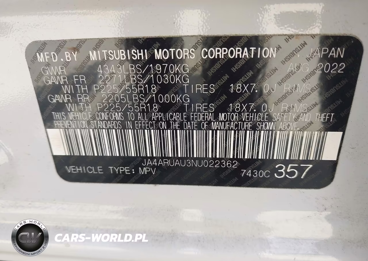 2022 Mitsubishi Outlander Sport 2.0 Be Awc-2.0 Es Awc-2.0 Le Awc-2.0 Se Awc-2.0 Se Special Edition Awc VIN:JA4ARUAU3NU022362 - 9