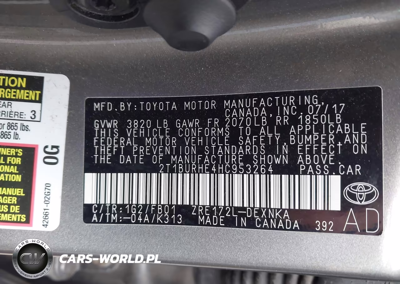 2017 Toyota Corolla Le VIN:2T1BURHE4HC953264 - 9