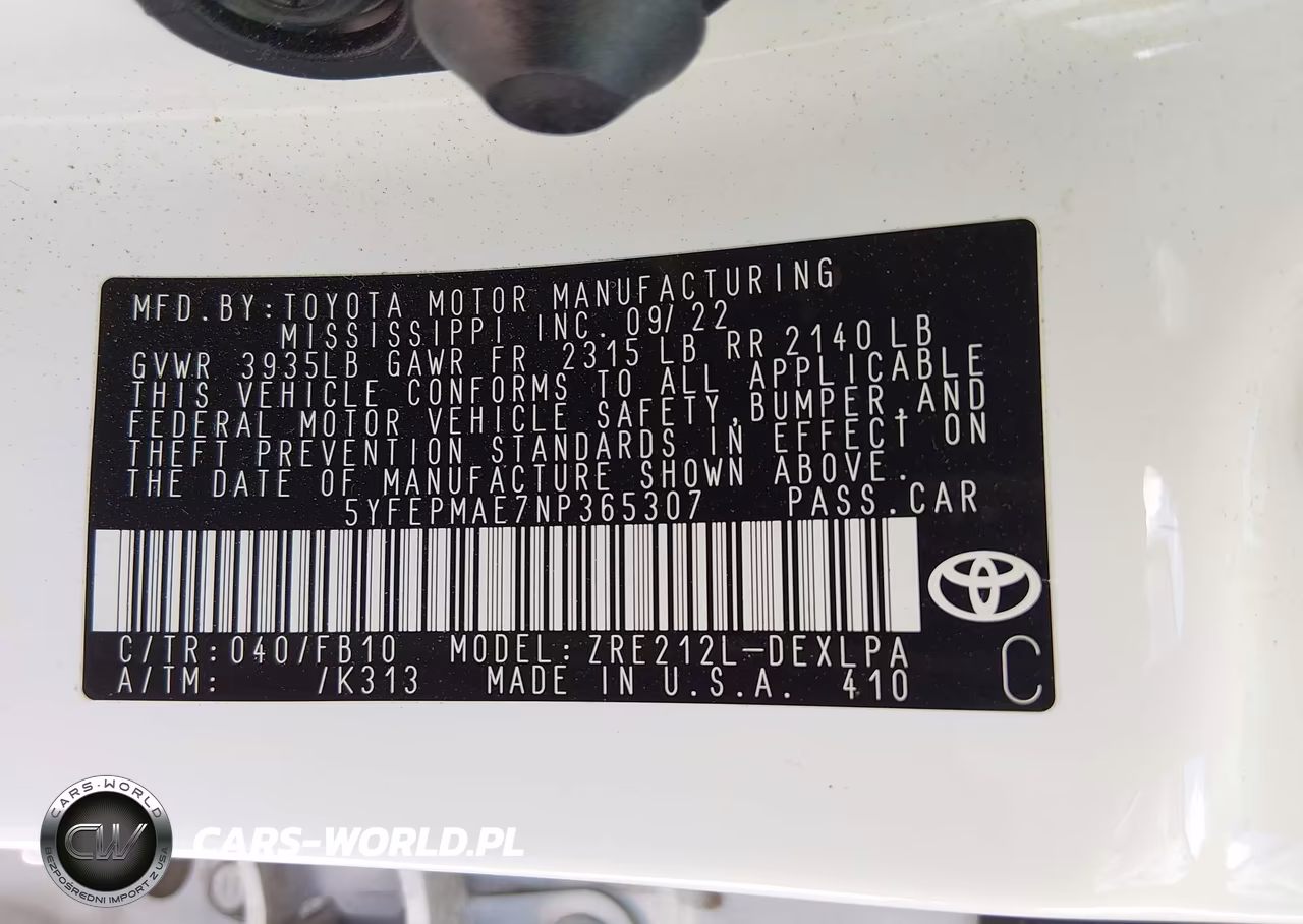 2022 Toyota Corolla Le VIN:5YFEPMAE7NP365307 - 9