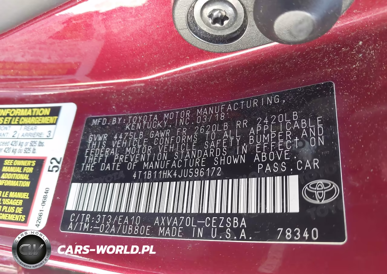 2018 Toyota Camry Se VIN:4T1B11HK4JU596172 - 9