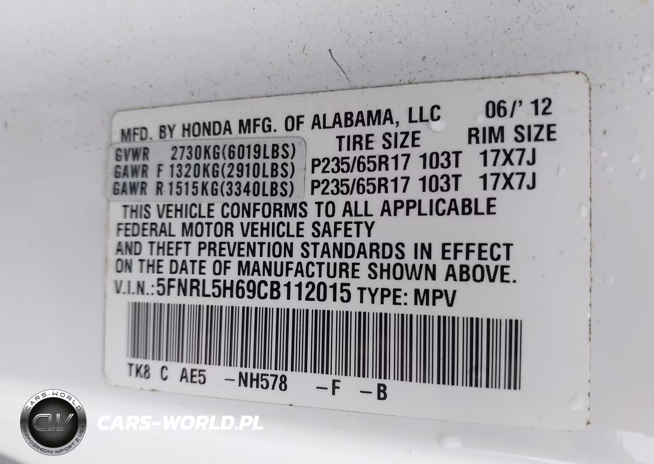 2012 Honda Odyssey Ex-L VIN:5FNRL5H69CB112015 - 9