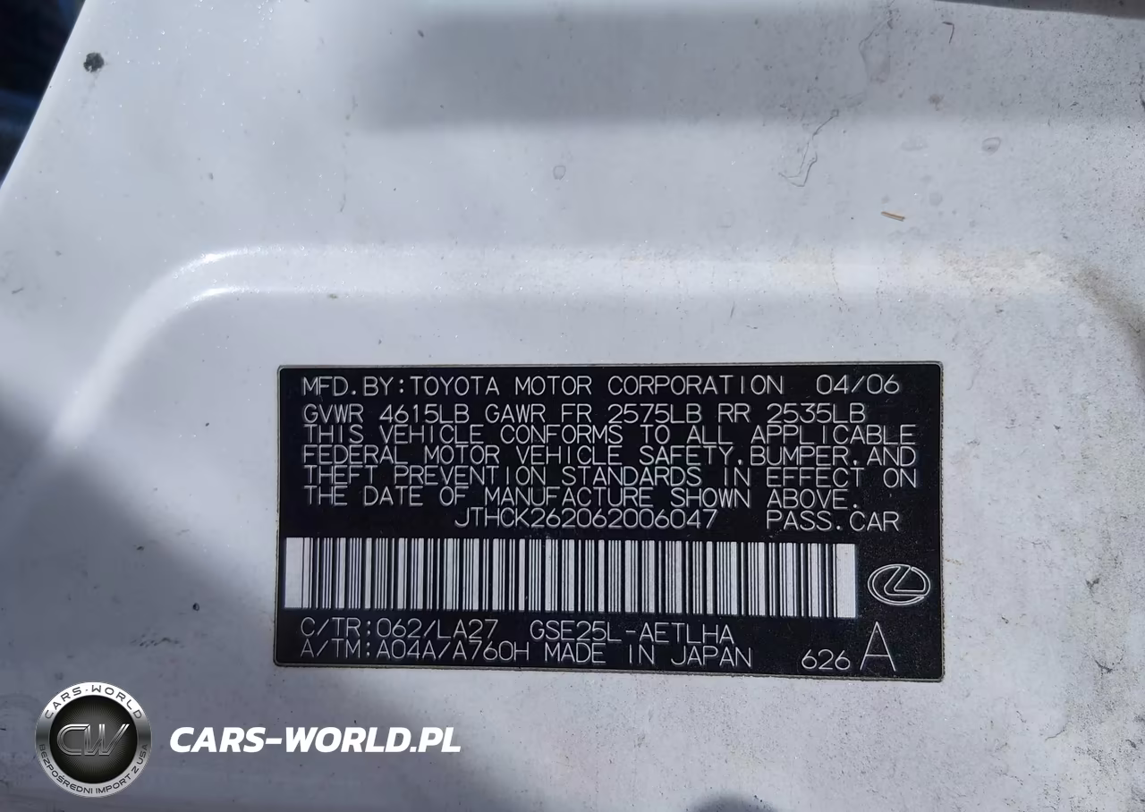 2006 Lexus Is 250 VIN:JTHCK262062006047 - 9