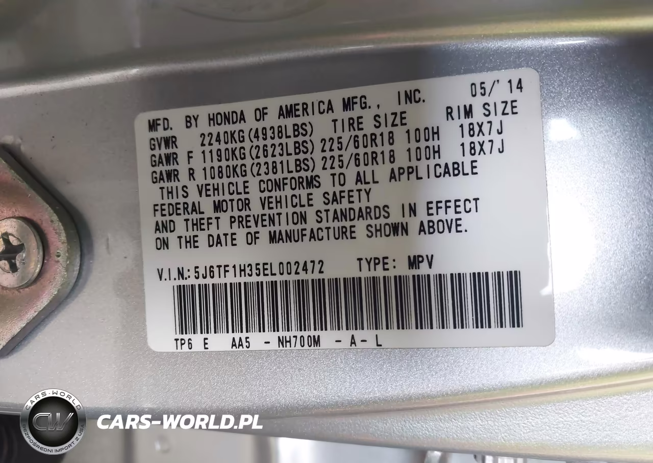 2014 Honda Crosstour Ex V6 VIN:5J6TF1H35EL002472 - 9