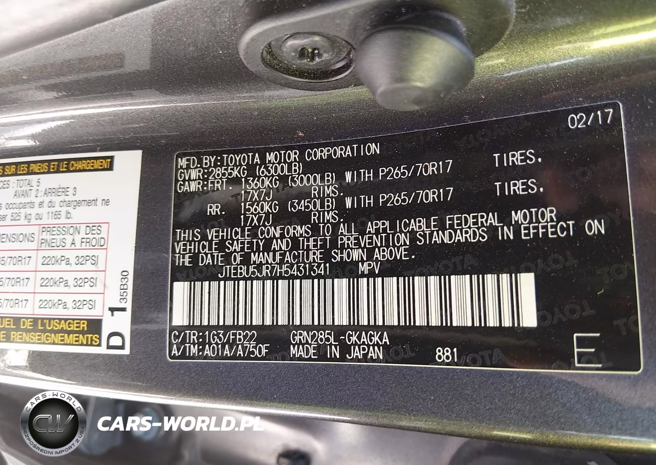 2017 Toyota 4Runner Sr5 VIN:JTEBU5JR7H5431341 - 9
