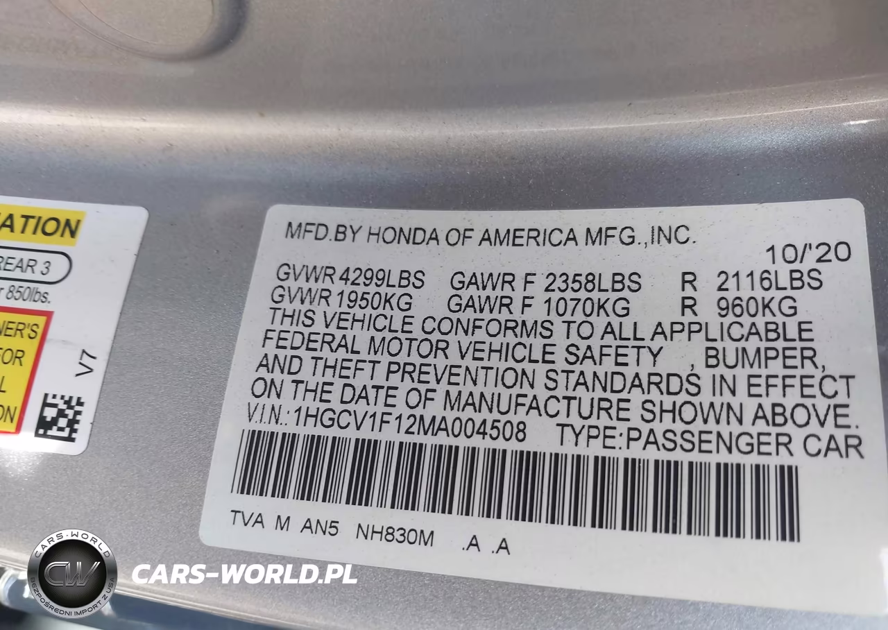 2021 Honda Accord Lx VIN:1HGCV1F12MA004508 - 9