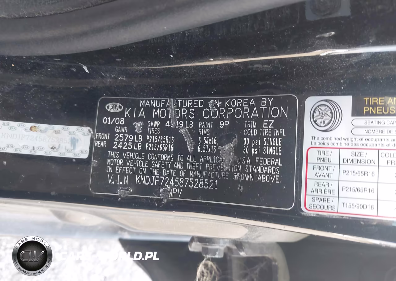 2008 Kia Sportage Lx VIN:KNDJF724587528521 - 9