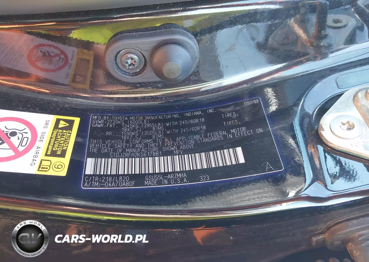 2019 Toyota Highlander Xle VIN:5TDJZRFH2KS617881 - 9
