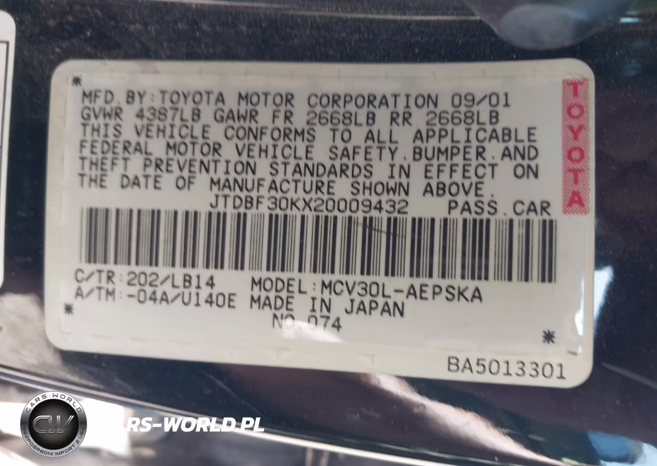 2002 Toyota Camry Se V6 VIN:JTDBF30KX20009432 - 9