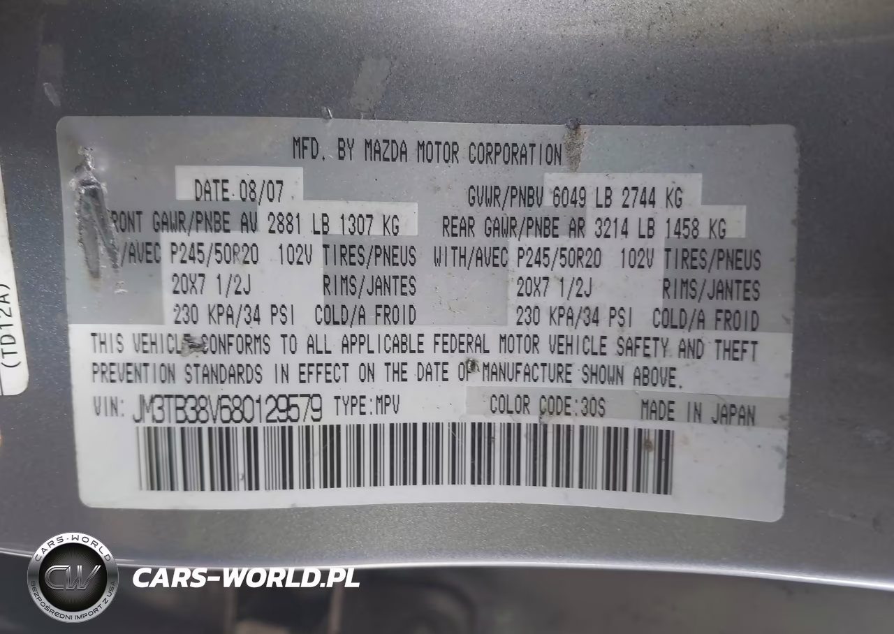 2008 Mazda Cx-9 Grand Touring VIN:JM3TB38V680129579 - 9