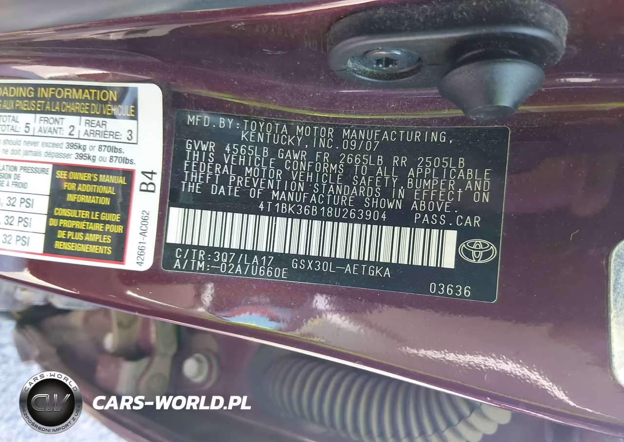 2008 Toyota Avalon Xls VIN:4T1BK36B18U263904 - 9