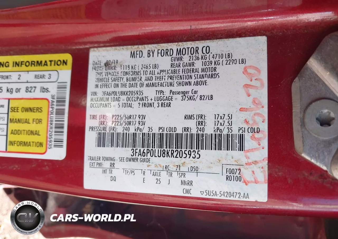 2019 Ford Fusion Hybrid Se VIN:3FA6P0LU8KR205935 - 9