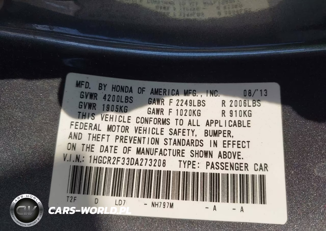 2013 Honda Accord Lx VIN:1HGCR2F33DA273208 - 9
