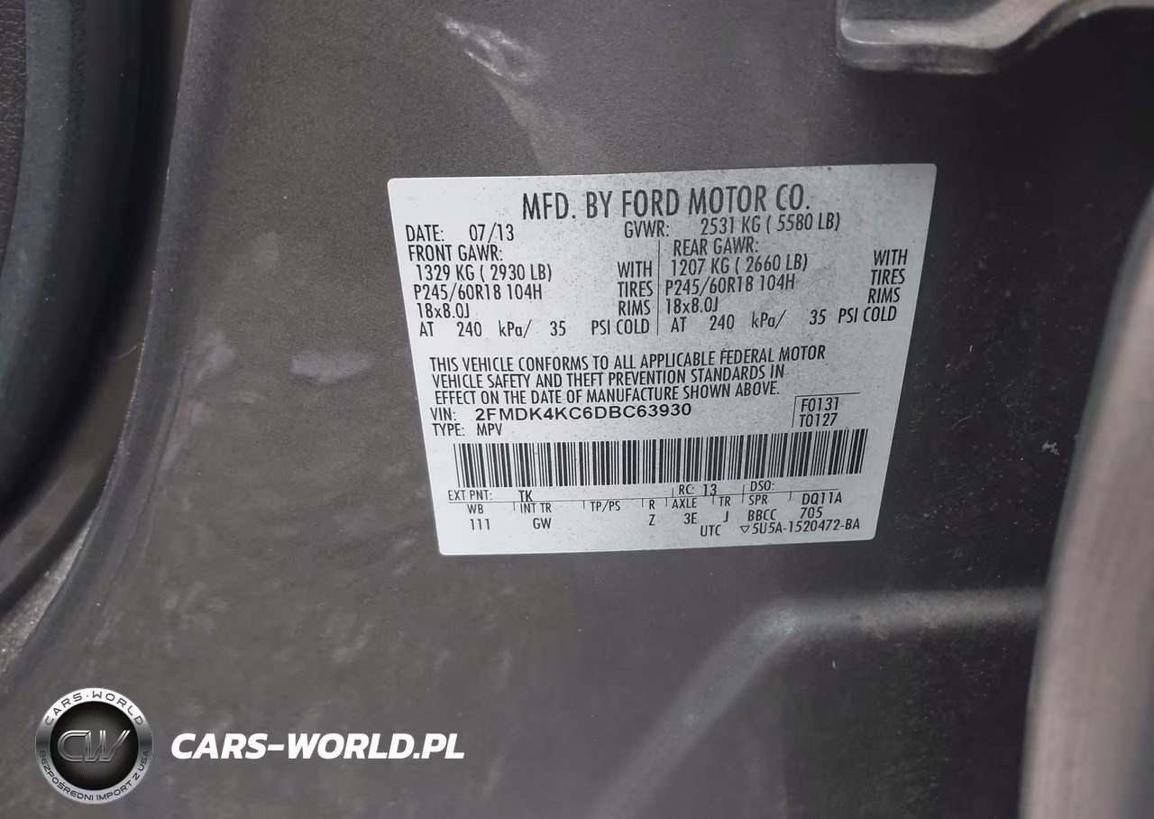 2013 Ford Edge Limited VIN:2FMDK4KC6DBC63930 - 9