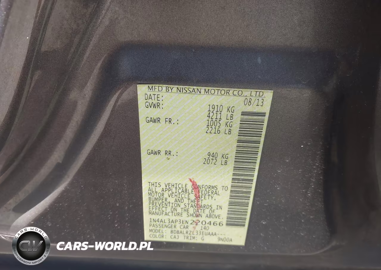 2014 Nissan Altima 2.5 S VIN:1N4AL3AP3EN220466 - 9