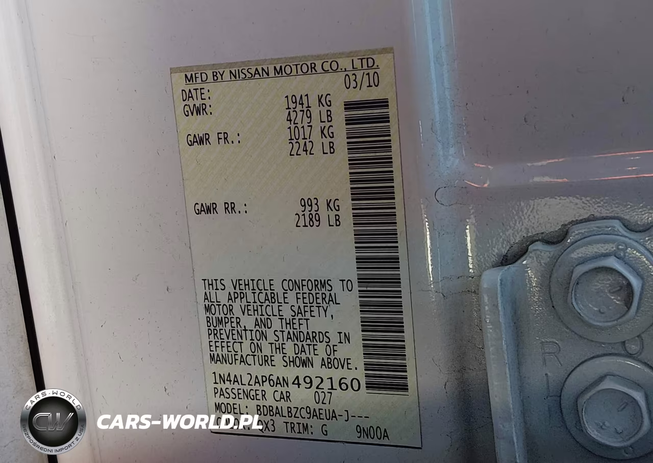 2010 Nissan Altima 2.5 S VIN:1N4AL2AP6AN492160 - 9