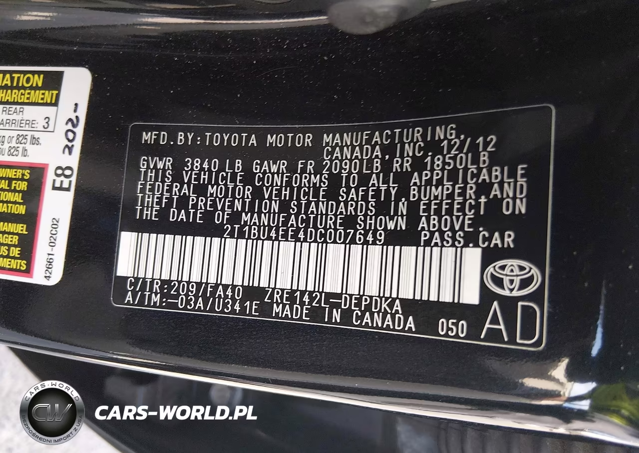 2013 Toyota Corolla L VIN:2T1BU4EE4DC007649 - 9