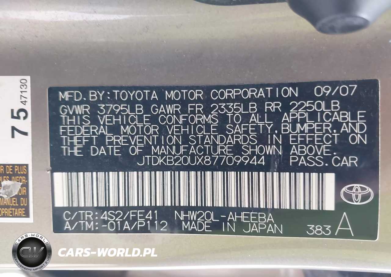 2008 Toyota Prius VIN:JTDKB20UX87709944 - 9