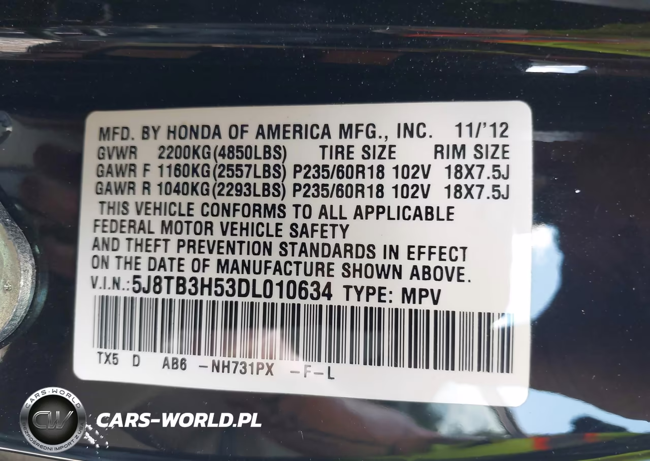 2013 Acura Rdx VIN:5J8TB3H53DL010634 - 9