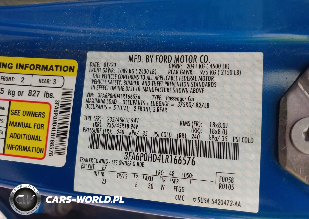 2020 Ford Fusion Se VIN:3FA6P0HD4LR166576 - 9