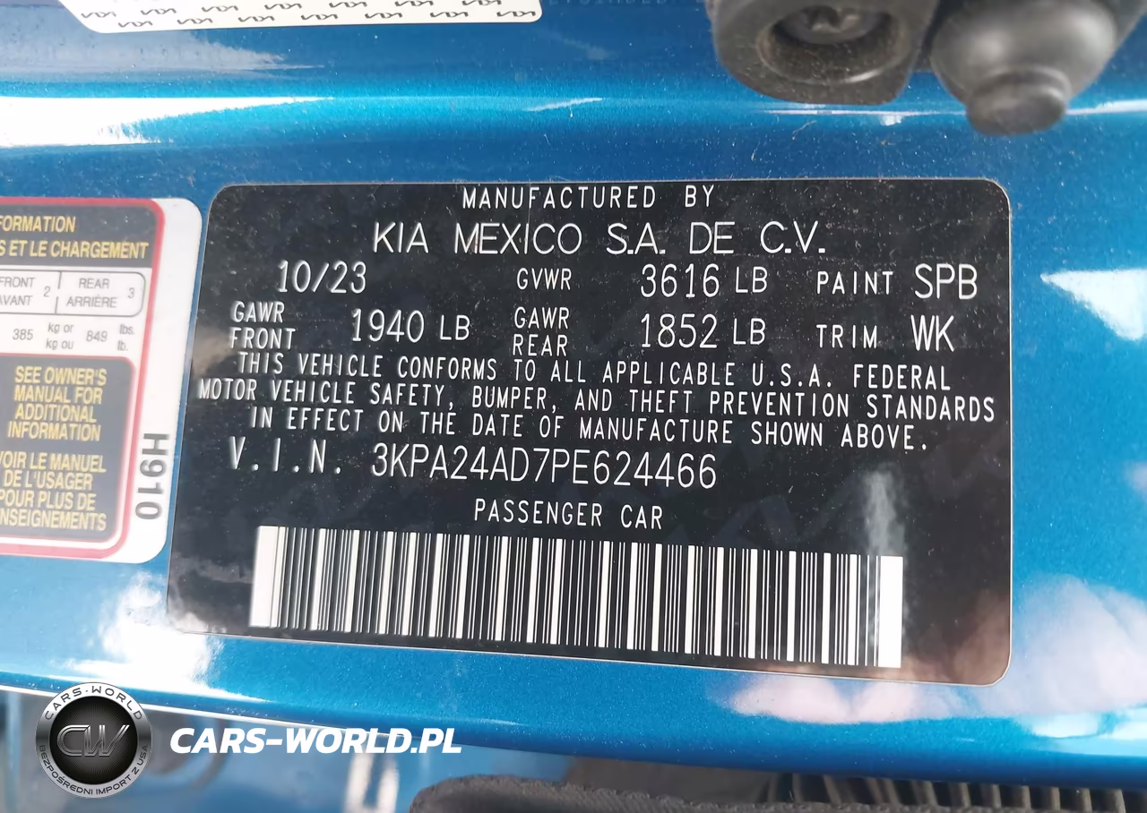 2023 Kia Rio S VIN:3KPA24AD7PE624466 - 9