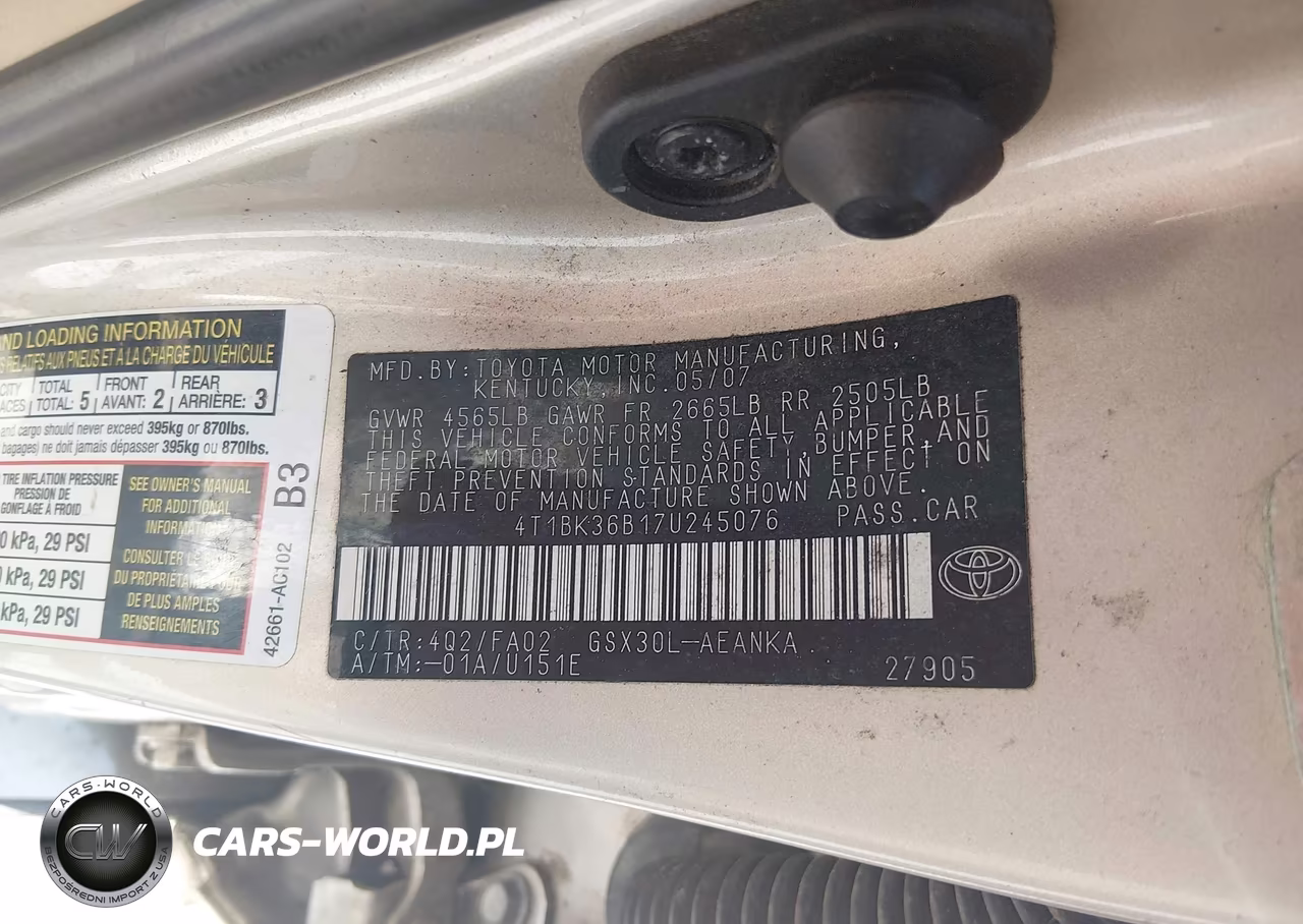 2007 Toyota Avalon Xl VIN:4T1BK36B17U245076 - 9