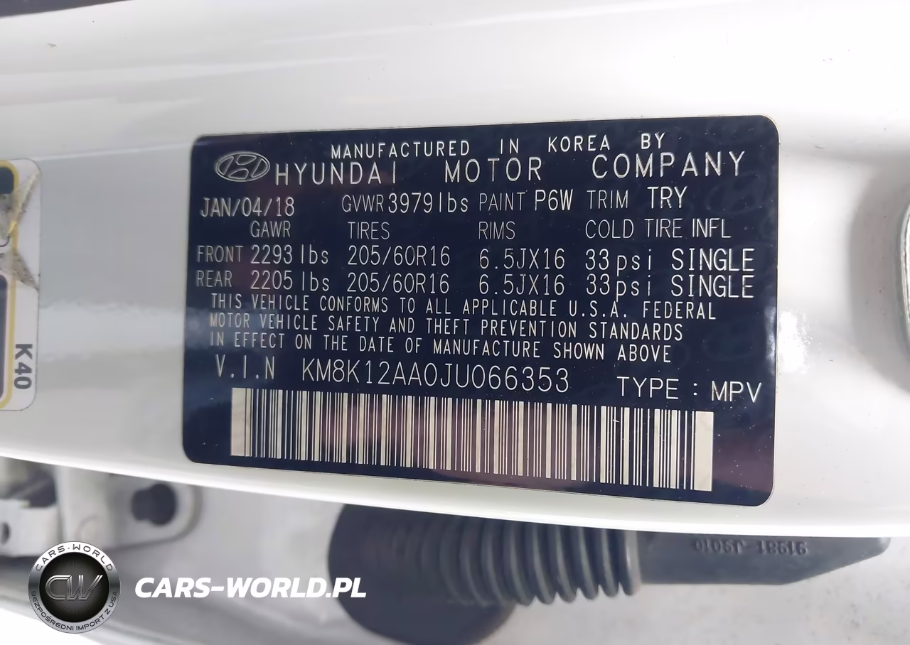 2018 Hyundai Kona Se VIN:KM8K12AA0JU066353 - 9