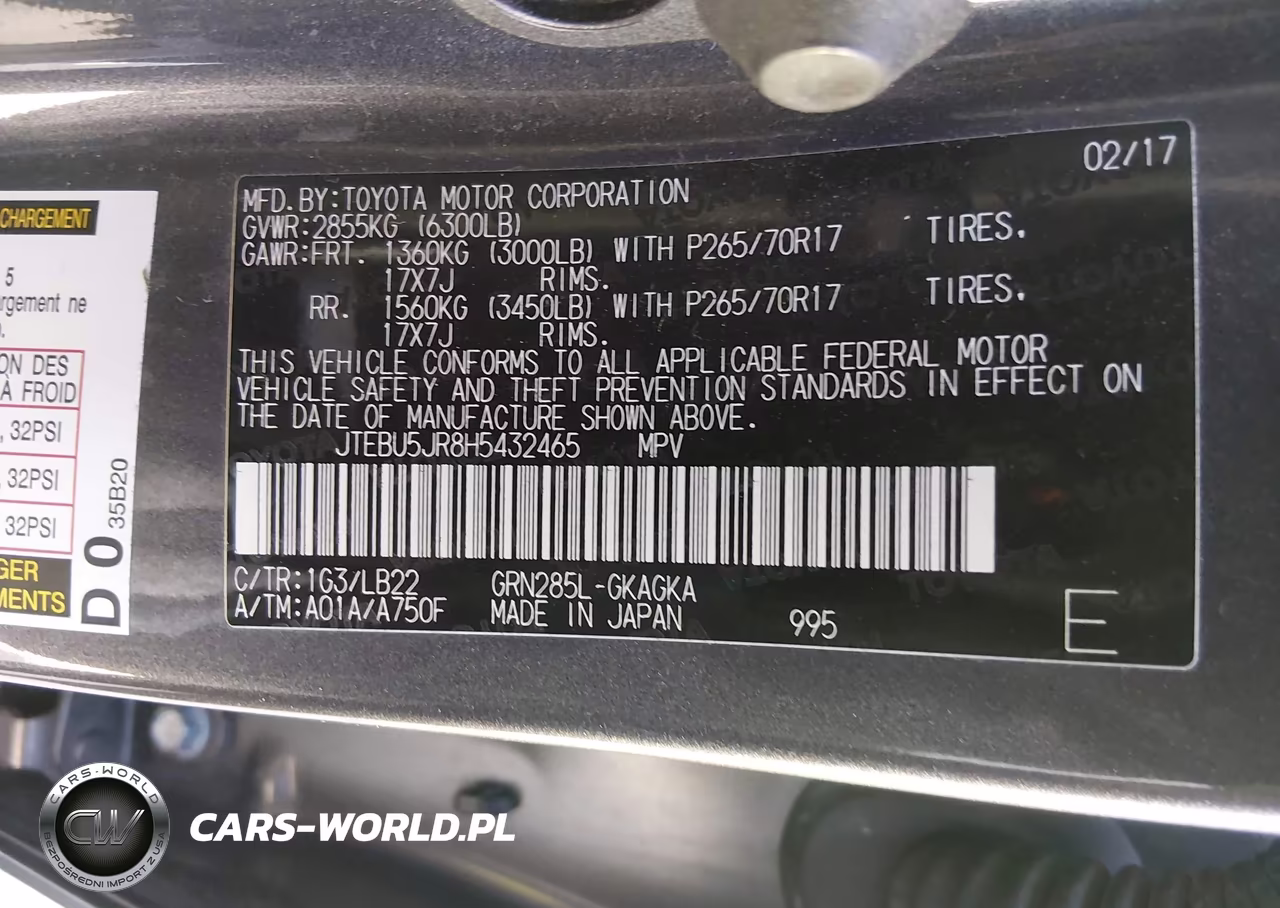 2017 Toyota 4Runner Sr5 Premium VIN:JTEBU5JR8H5432465 - 9