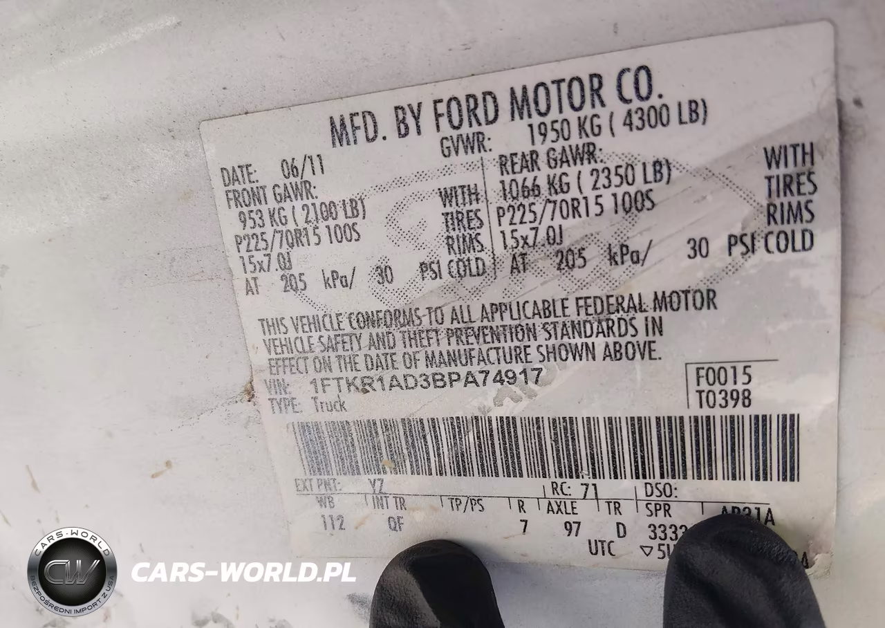 2011 Ford Ranger Xl VIN:1FTKR1AD3BPA74917 - 9