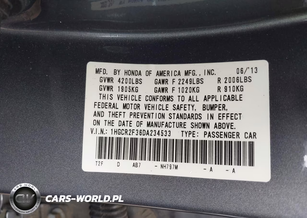 2013 Honda Accord Lx VIN:1HGCR2F36DA234533 - 9