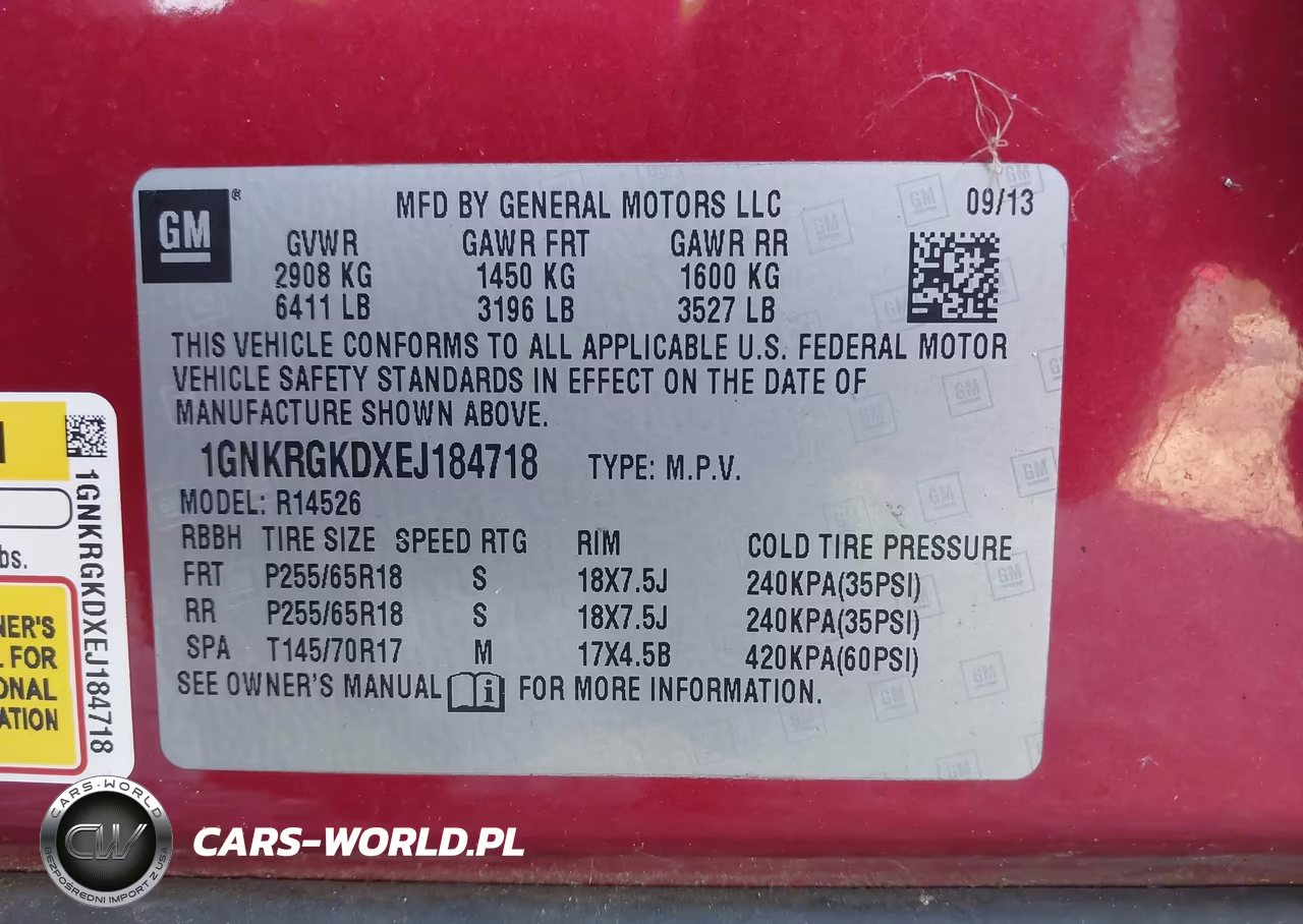 2014 Chevrolet Traverse Lt VIN:1GNKRGKDXEJ184718 - 9