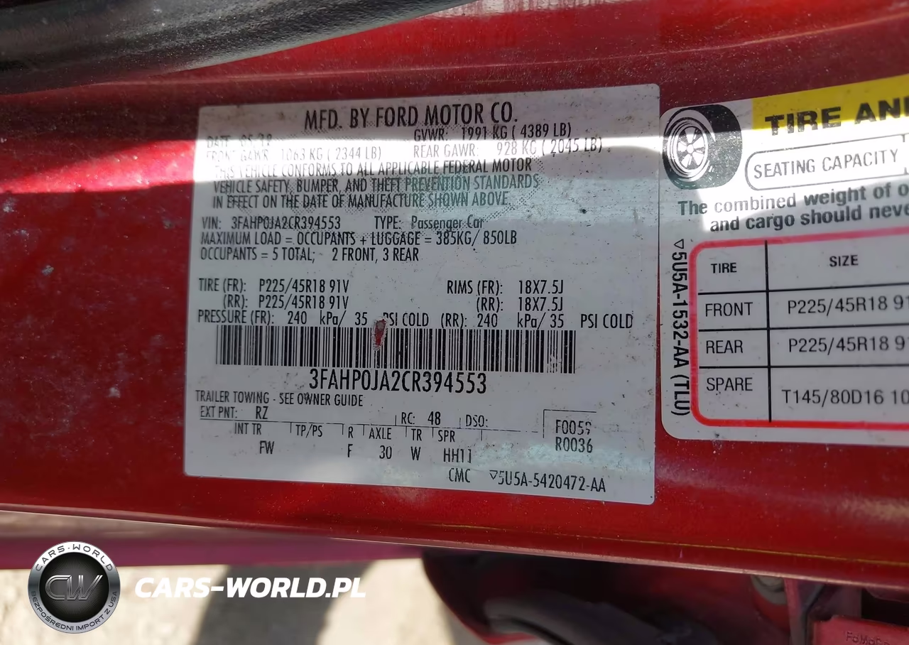 2012 Ford Fusion Sel VIN:3FAHP0JA2CR394553 - 9