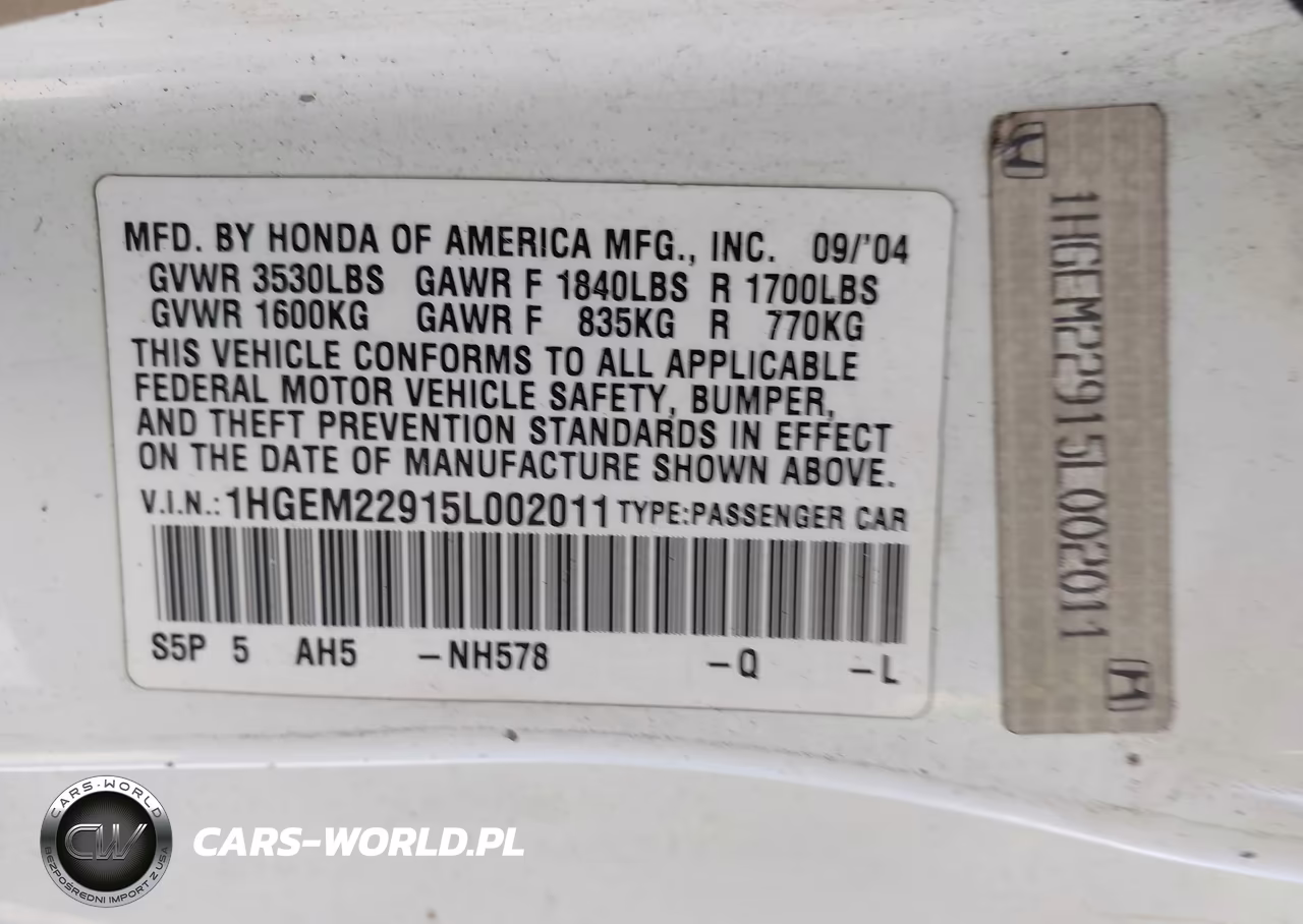 2005 Honda Civic Ex VIN:1HGEM22915L002011 - 9