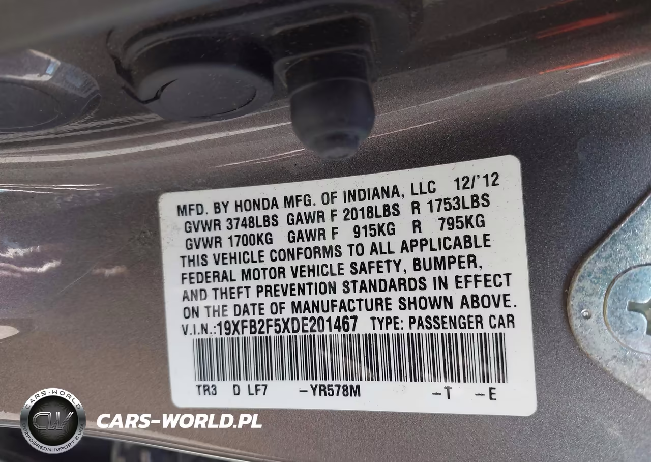 2013 Honda Civic Lx VIN:19XFB2F5XDE201467 - 9