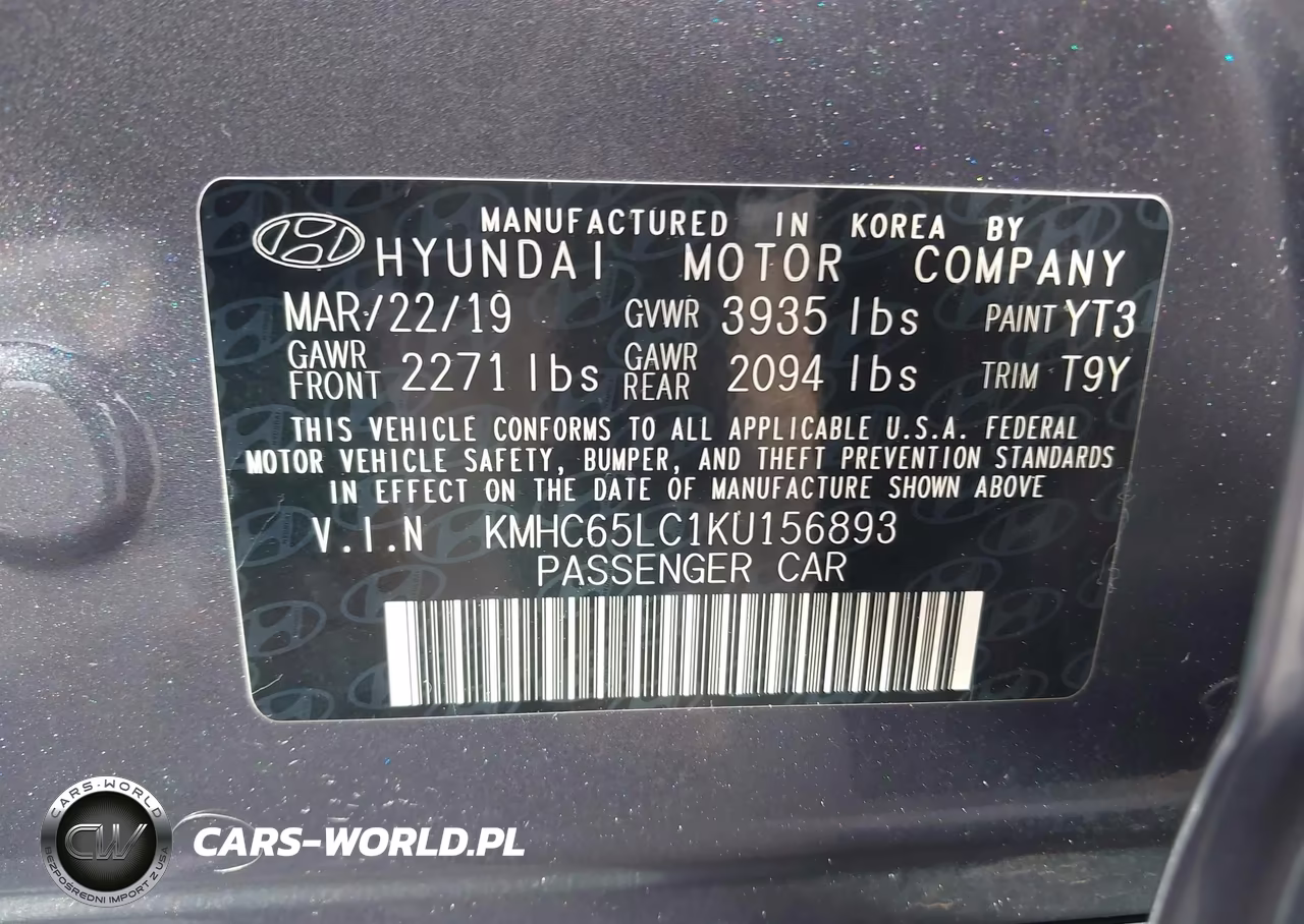 2019 Hyundai Ioniq Hybrid Blue VIN:KMHC65LC1KU156893 - 9