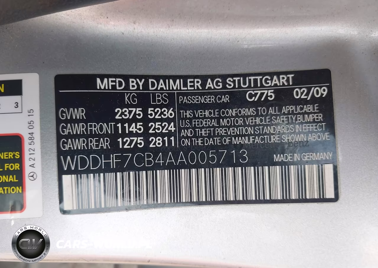2010 Mercedes-Benz E 550 VIN:WDDHF7CB4AA005713 - 9