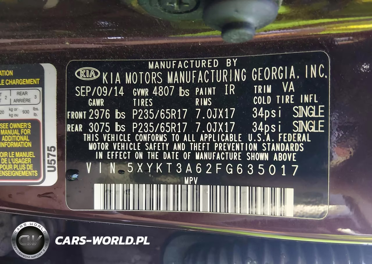 2015 Kia Sorento Lx VIN:5XYKT3A62FG635017 - 9