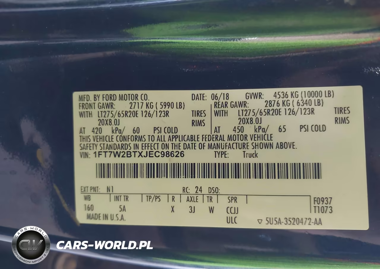 2018 Ford F-250 Lariat VIN:1FT7W2BTXJEC98626 - 9