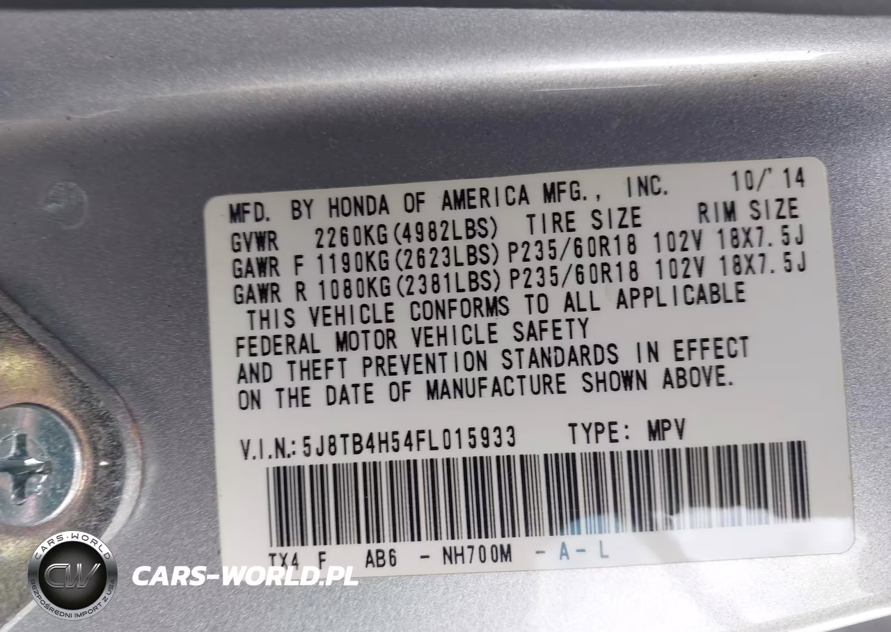 2015 Acura Rdx VIN:5J8TB4H54FL015933 - 9