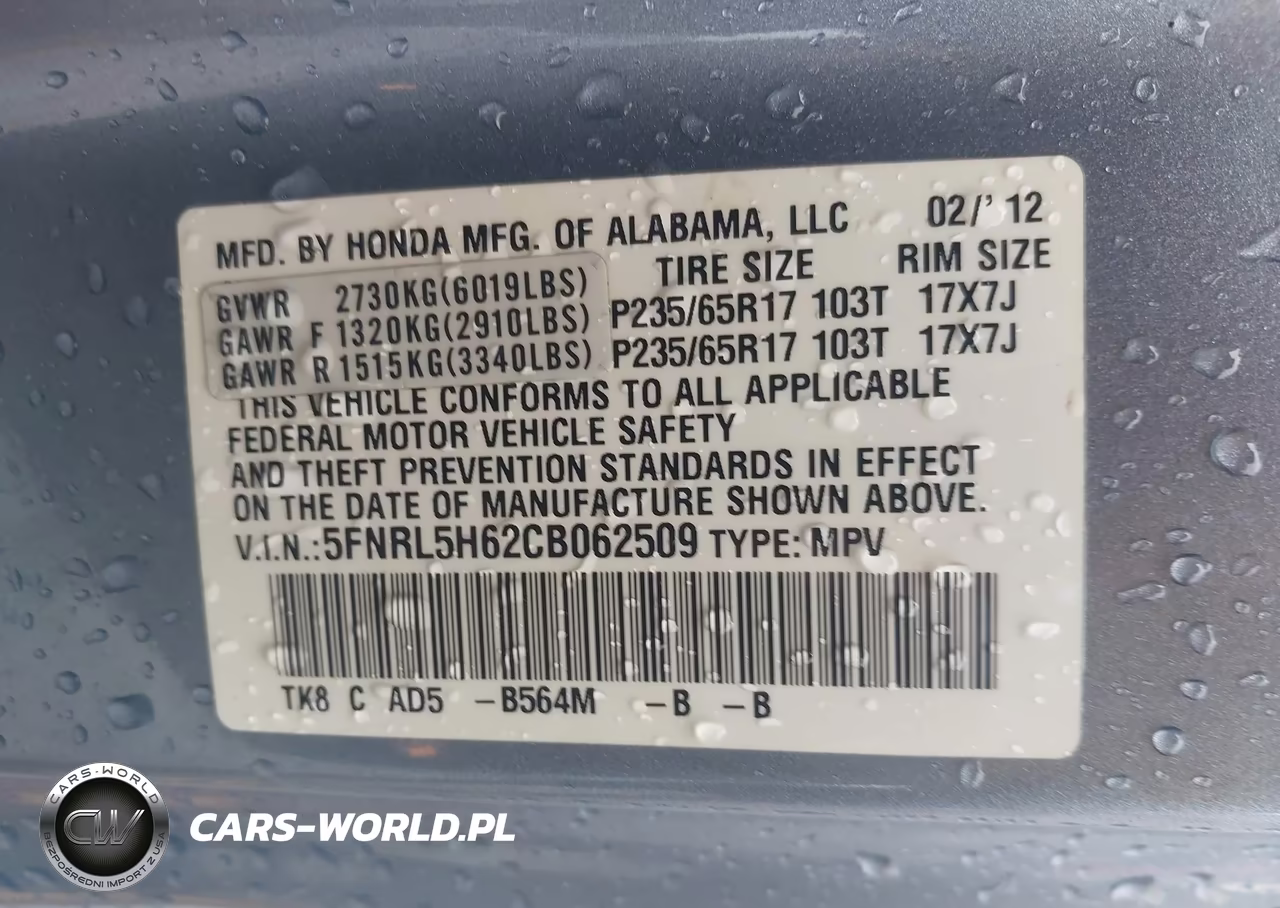 2012 Honda Odyssey Ex-L VIN:5FNRL5H62CB062509 - 9