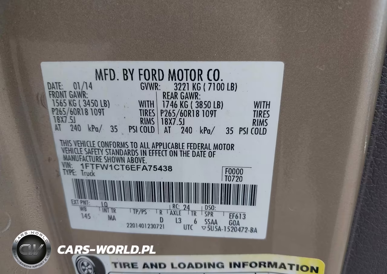 2014 Ford F-150 Xlt VIN:1FTFW1CT6EFA75438 - 9