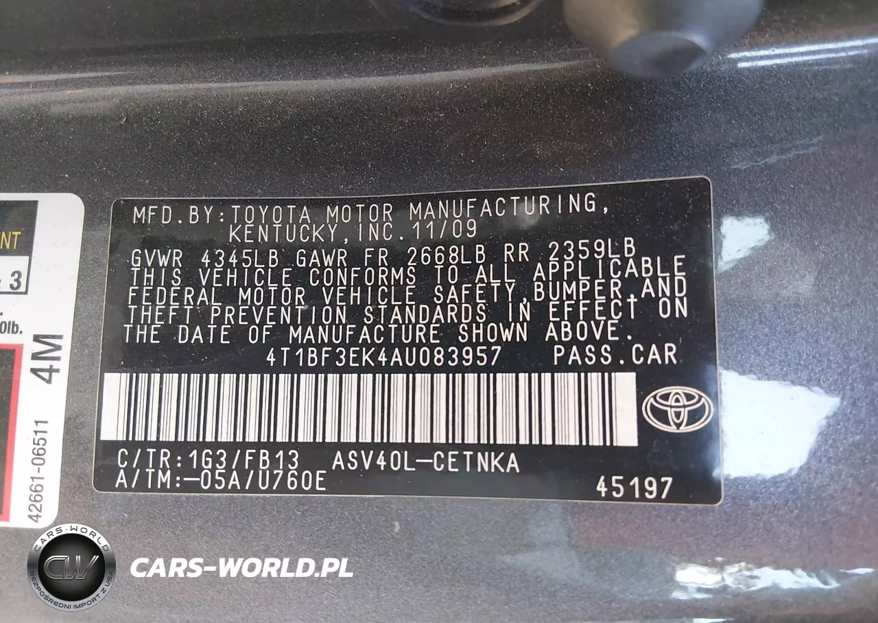 2010 Toyota Camry Le VIN:4T1BF3EK4AU083957 - 9
