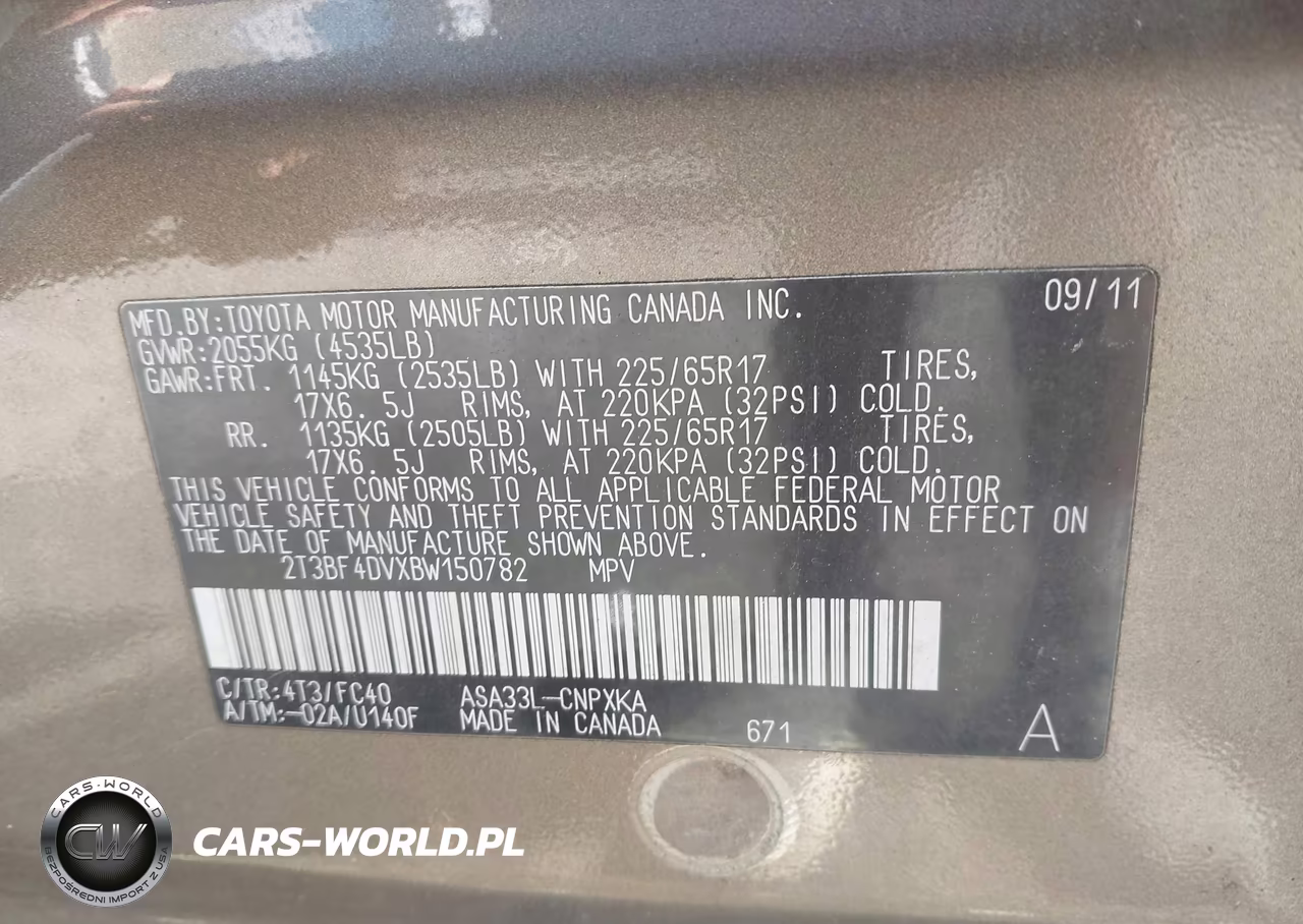 2011 Toyota Rav4 VIN:2T3BF4DVXBW150782 - 9