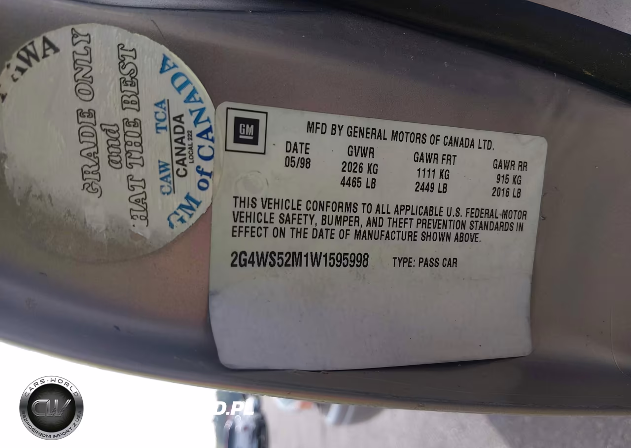 1998 Buick Century VIN:2G4WS52M1W1595998 - 9