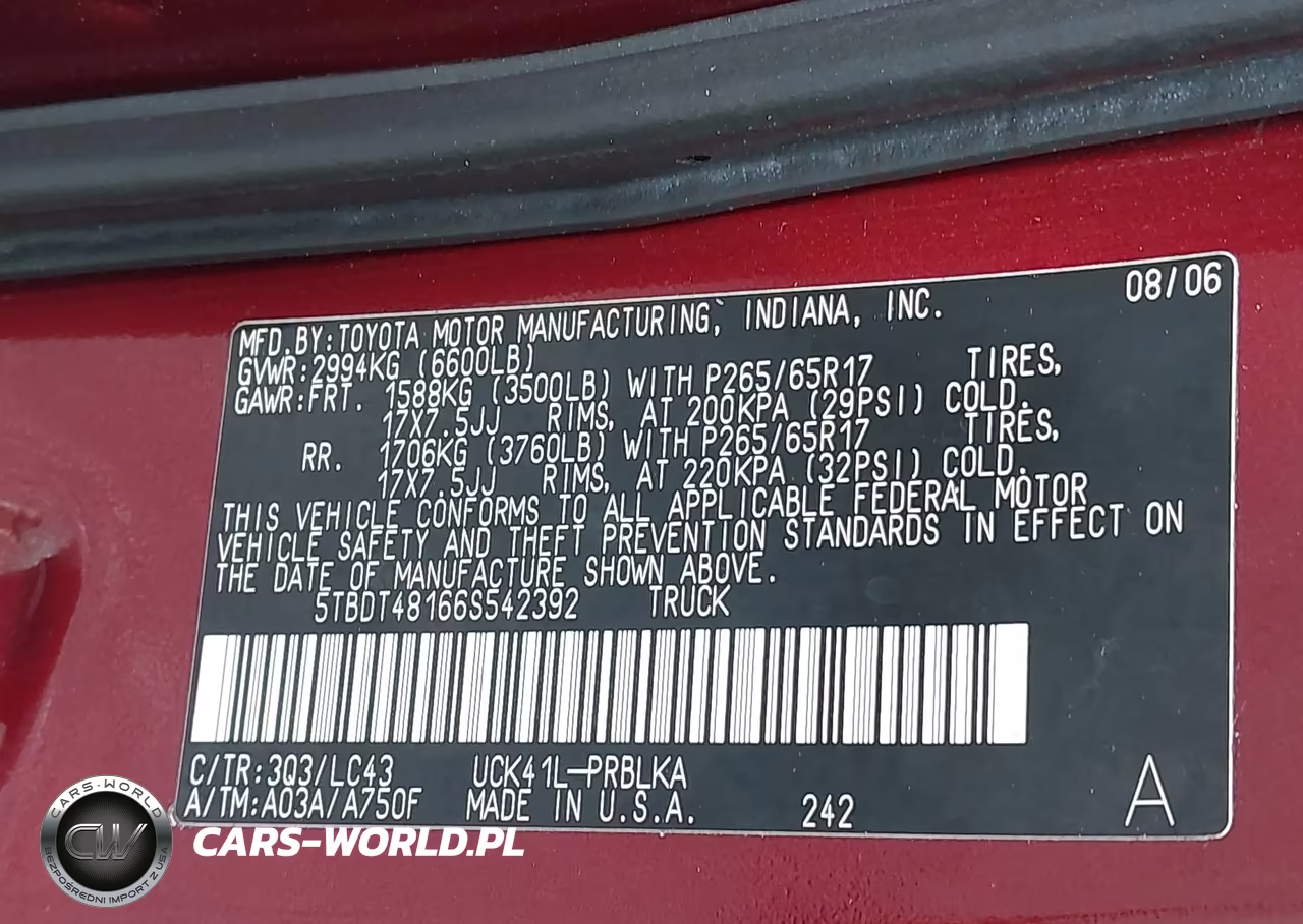 2006 Toyota Tundra Limited V8 VIN:5TBDT48166S542392 - 9