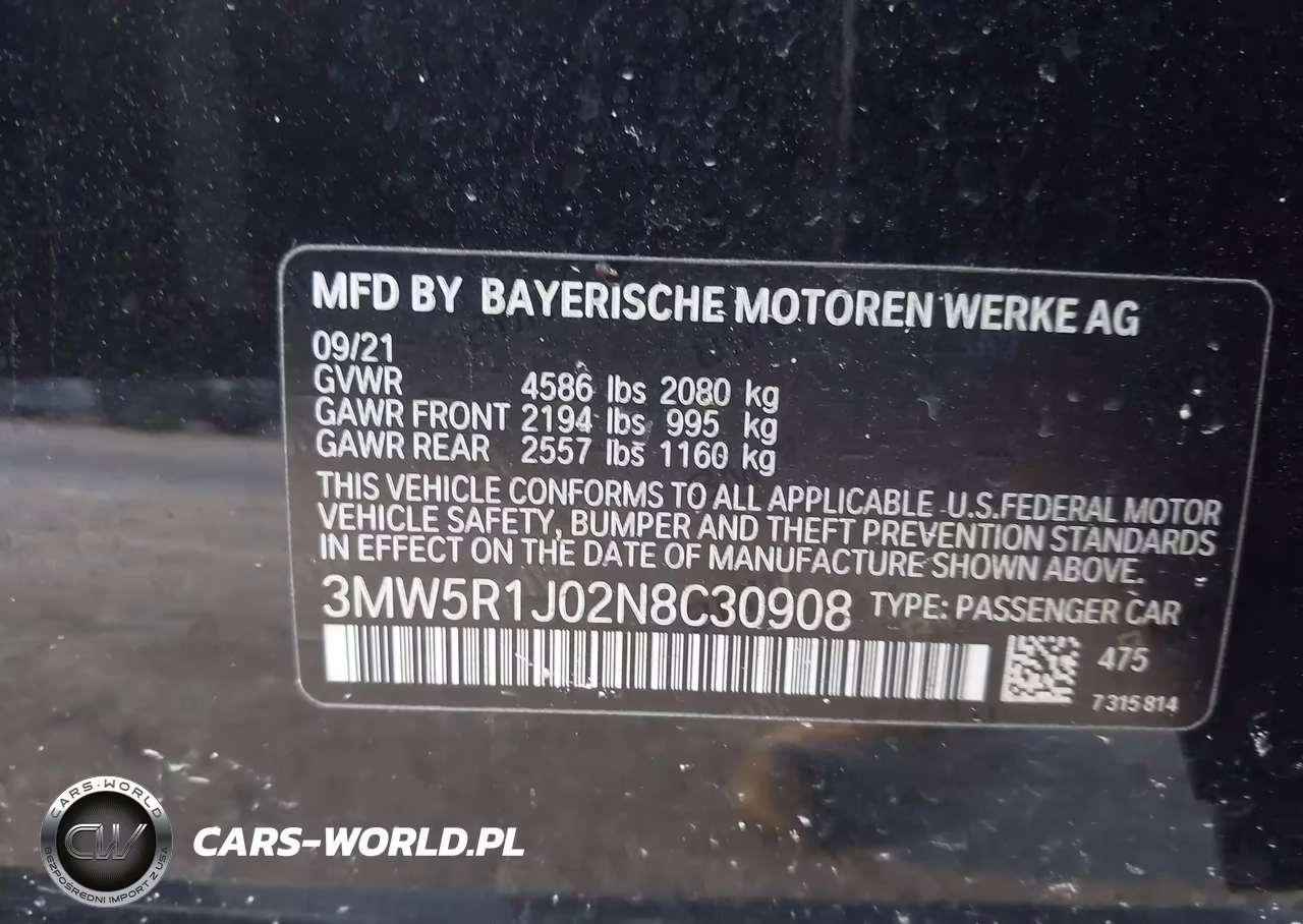 2022 BMW 330I VIN:3MW5R1J02N8C30908 - 9