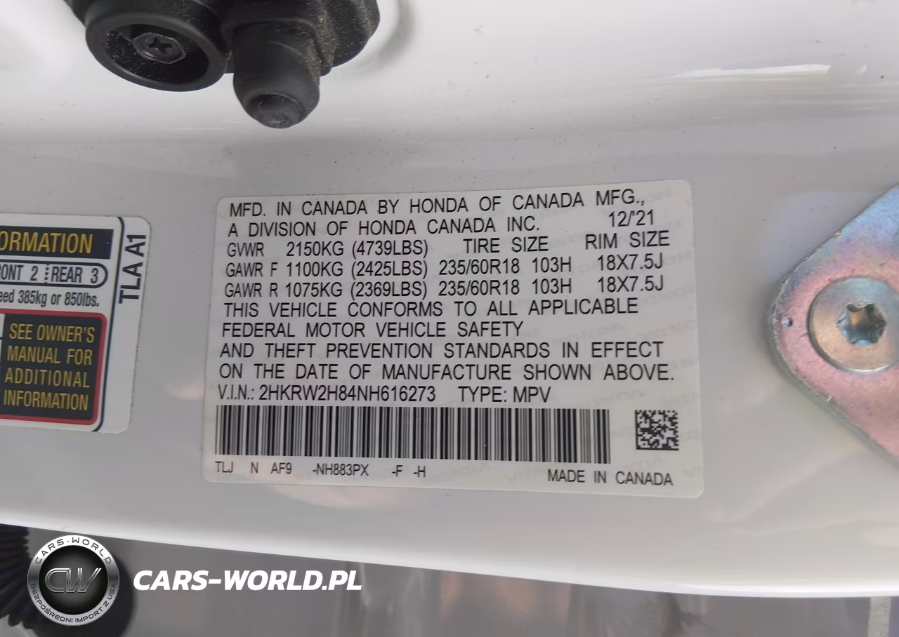 2022 Honda Cr-V Awd Ex-L VIN:2HKRW2H84NH616273 - 9